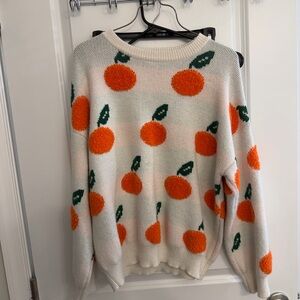 Cider Orange and Green Patterned Sweater